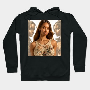 Portrait comics art of a beautiful black woman with tatoos Hoodie